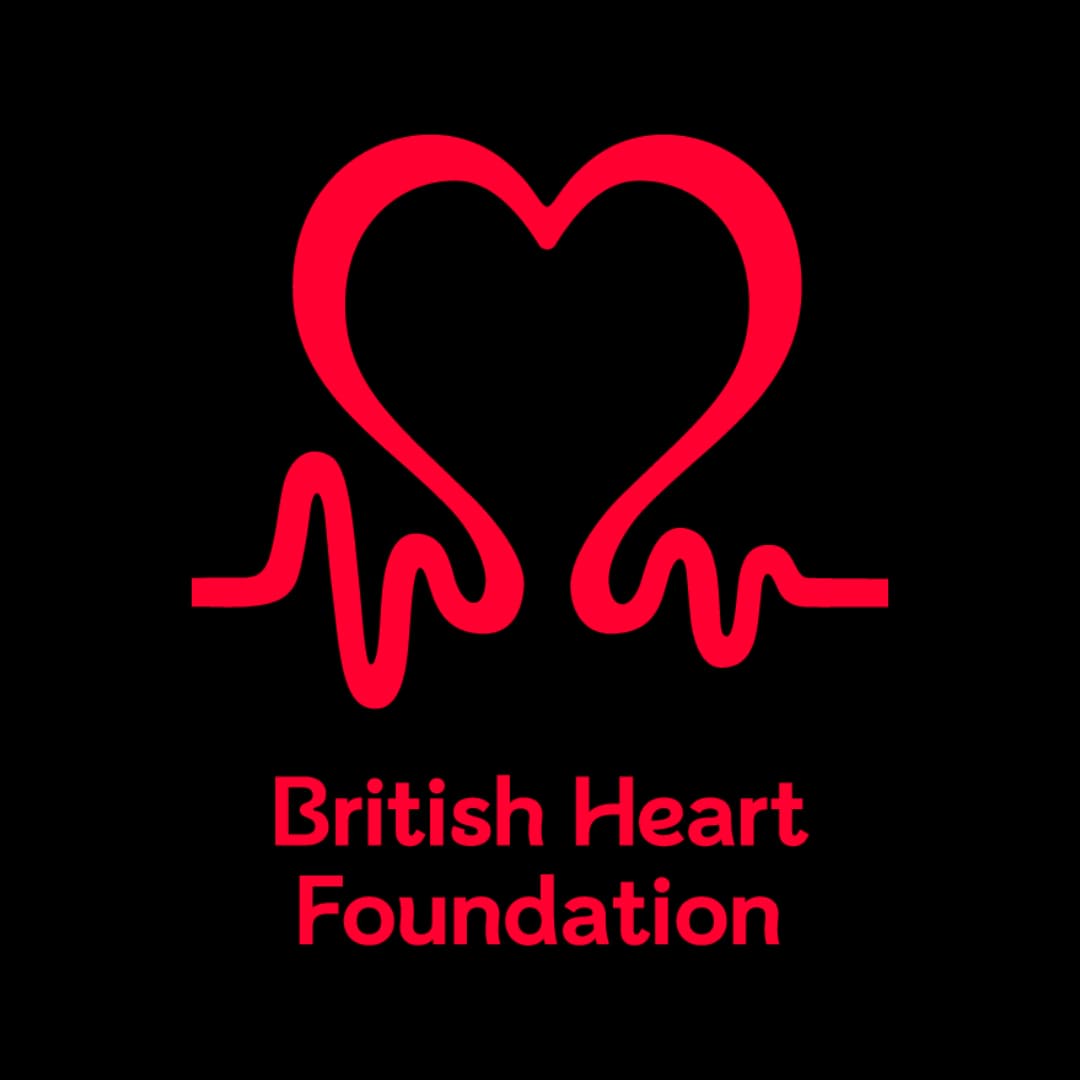 British Heart Foundation logo with a red heart and white heartbeat line.
