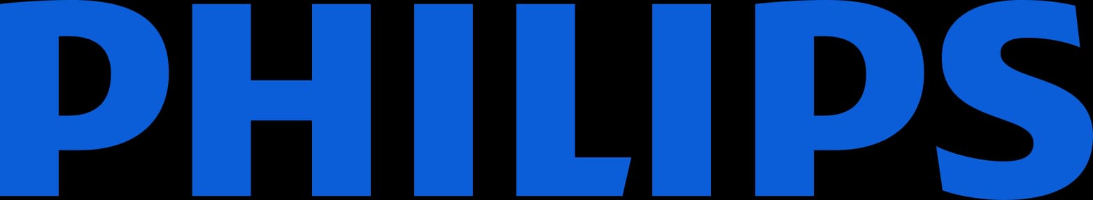 Philips logo with blue text.